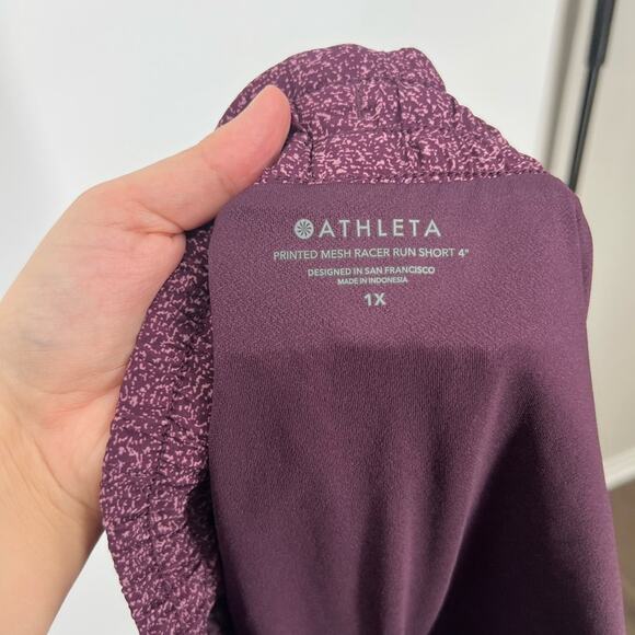 Athleta Printed Mesh Racer Run 4” Shorts in Purple - Picture 6 of 8